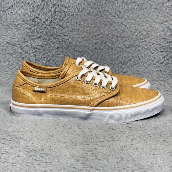 Vans Shoes - Vans Camden Deluxe Womens Size 7.5 Sneakers Shoes Camel Tan Faux Crocodile Skin